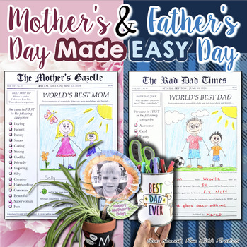 Preview of Mother's & Father's Day Made EASY the BUNDLE! newspaper article, gift, card