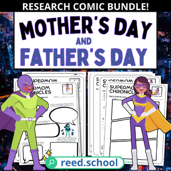 Preview of Mother's & Father's Day Superhero Comic: Research & Interview Bundle Grades 3-6