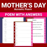 Mother's day Acrostic Poem, Coloring Letters, Poetry Templ