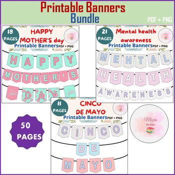 Preview of Mother's day, Cinco de mayo,Mental health | Decor Bulletin Board Letters Banner