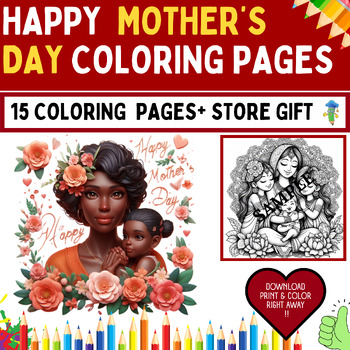Preview of Mother's day Coloring Book - 15 Pages Challenge - 8.5 * 8.5 + BONUS 300 dpi