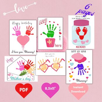 Preview of Mother's day Handprint Art, Girt For Mom or Grandma, Valentine's day