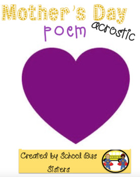 Mother's day acrostic poem by School Bus Sisters | TpT