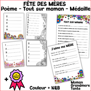 Preview of Mother's day activities in french | La fête des mères Poèmes, Crafts...