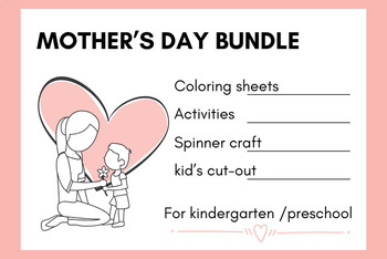 Preview of Mother's day craft mothers day kindergarten,preschool activities bundle