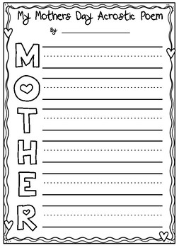 Mothers Day Acrostic Poem by Miss Leask's Love of Learning | TpT