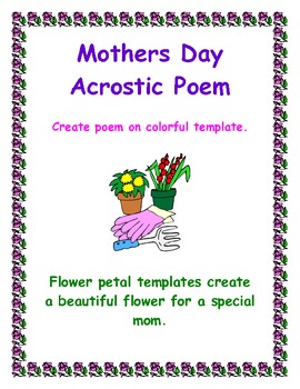 Preview of Mothers Day Acrostic Poem Template