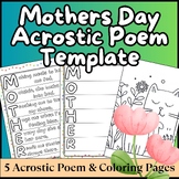 Mothers Day Acrostic Poem Template, Coloring Pages, and Le