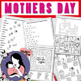 Mothers Day Activities, Word Search, Scramble, Crossword, 