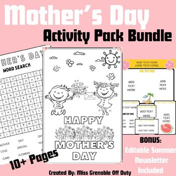 Preview of Mothers Day Worksheet Activities | For Early Finishers, 1st Grade, 2nd Grade