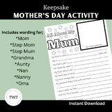 Mothers Day Activity Questionnaire Keepsake
