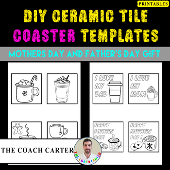 Preview of Mothers Day And Father's Day Gift DIY Ceramic Tile Coaster Templates