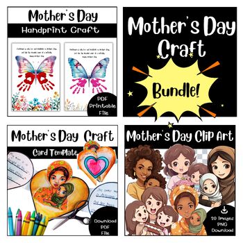 Preview of Mothers Day Bundle / Mothers Day Card/ PNG Clipart/ Spring
