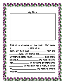 Mother's Day Card Elementary Template - Bilingual Spanish and English