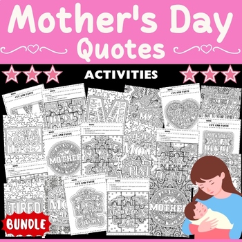 Preview of Mothers Day Coloring Pages & Games - Fun End of the year Activities BUNDLE