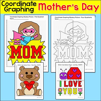 Preview of Mother's Day Math Coordinate Graphing Pictures - Plotting Ordered Pairs Activity