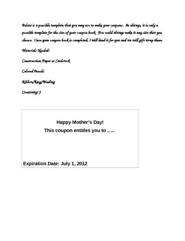 Preview of Mother's Day Coupon Book Activity 
