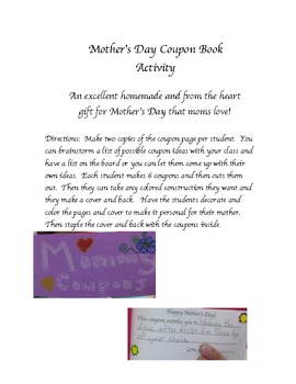 Preview of Mother's Day Coupon Book, Kids fill in own ideas!