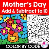 Mother's Day Color by Number Code Addition Subtraction wit