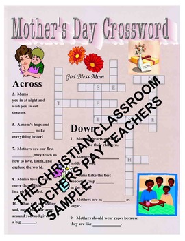 Mothers Day Crossword Puzzle By Thechristianclassroom Tpt