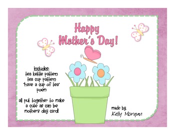 Mother S Day Cup Of Tea Card By Kelly Morgan Tpt