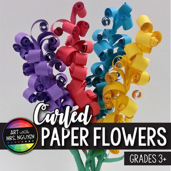 Preview of Elementary Art Lesson: Curled Paper Flower Sculpture