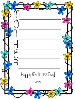 Mother's Day Flowered Acrostic Poem by Literacy Spark | TpT