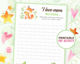 Mothers Day Games - I love mom because... | Writing Activity