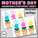 Mothers Day Handprint Card, Flower Spring Art Activities P