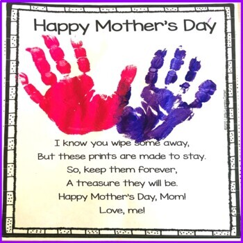 Mothers Day Handprint Poem by Little Learning Corner | TPT