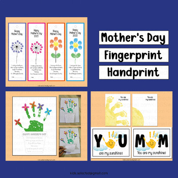 Mothers Day Handprint Poem Fingerprint Bookmark Activities Craft Card ...