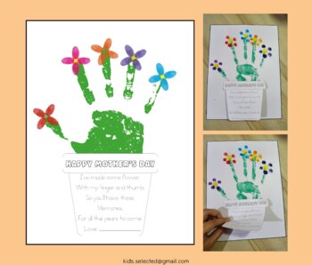 Mothers Day Handprint Poem Flower Pot Template Card Craft Writing ...