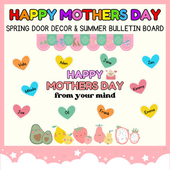 Preview of Mothers Day Name writing Craft Card l Heart Door Decor & May Bulletin Board Kit