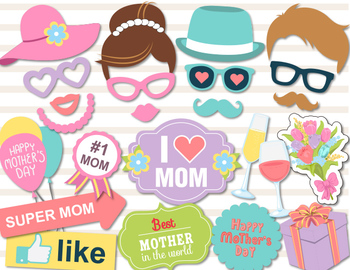 Preview of Mother's Day Photo Booth Props Printable Love Mom Party Photobooth Prop 0180
