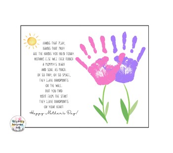 Preview of Mothers Day Poem Handprints Art Craft Printable Template / Mothers Day Card