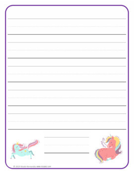 unicorn writing paper portrait orientation tpt