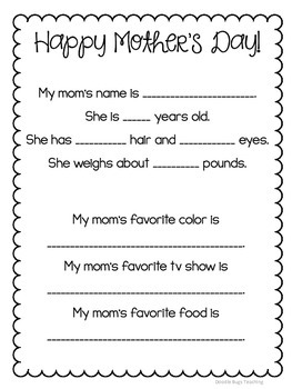 Mother’s Day Questionnaire FREE download by Doodle Bugs Teaching