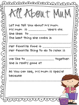 Mother's Day Questionnaire, Survey and Poem (MUM edition) by Miss Nelson
