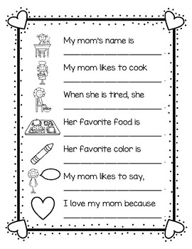 Preview of Mother's Day Questions - MOM and MUM VERSIONS - Worksheet and EASEL Activity