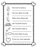 Mother's Day Questions - MOM and MUM VERSIONS - Worksheet 