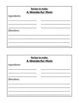 Preview of Mother's Day Recipe Card