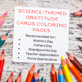Science-Themed Gratitude Cards Coloring Pages