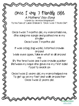 Preview of Mothers' Day Song- To the popular song "Once I was 7 years old"