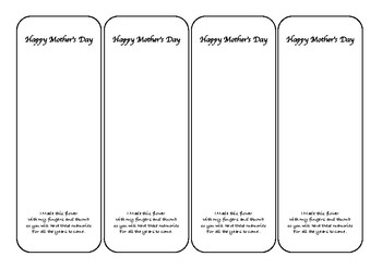 Preview of Mothers Day Tag/bookmark