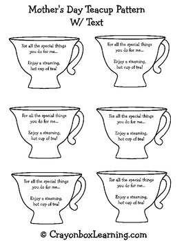 Download Mother's Day Teapot & Cup Craftivity by Crayon Box Classroom | TpT