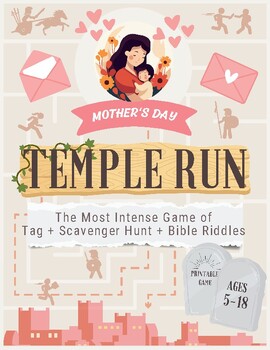 Preview of Mothers Day Temple Run | Secret Code Scavenger Hunt Kit | Mothers Day Game