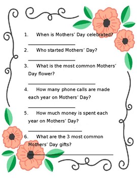 Preview of Mothers Day Trivia