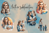 Mothers Day Watercolour Illustration Clip Art