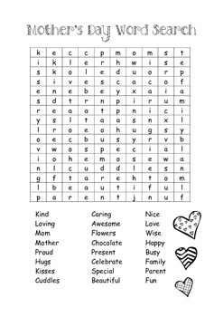 Mother's Day Word Search by Little Miss Cupcake | TpT