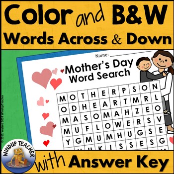 Mother's Day Word Search Freebie * Easy by Windup Teacher | TpT